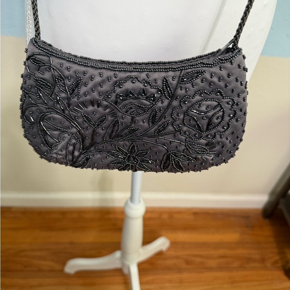 Valerie Stevens Black Beaded Crossbody/Evening Bag